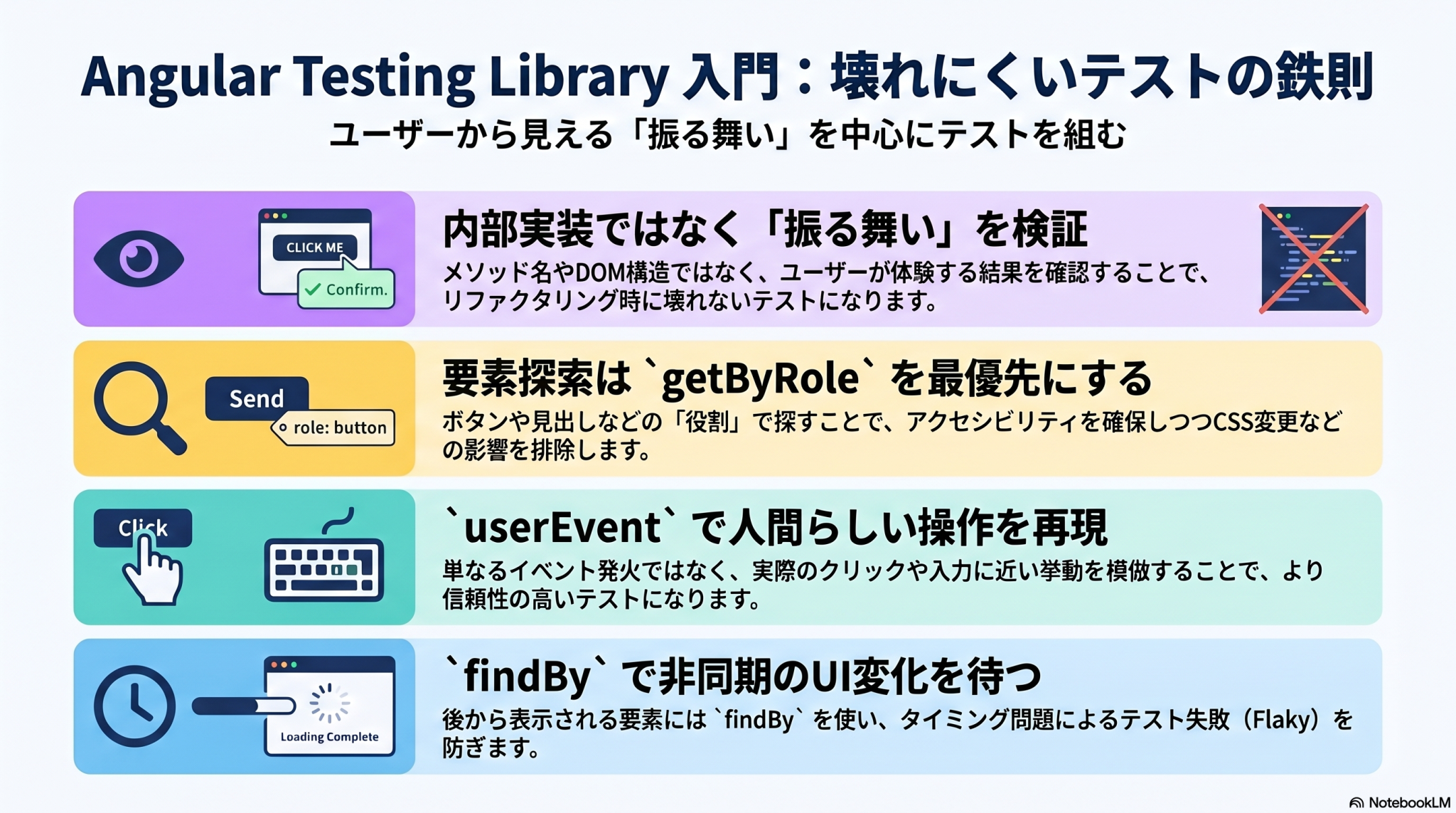 Angular Testing Library入門：getByRoleとuserEventで壊れにくいテスト - 金融情報システム開発なら20 ...